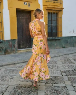 Miphai Falda Emilia Estampado Floral Amarillo