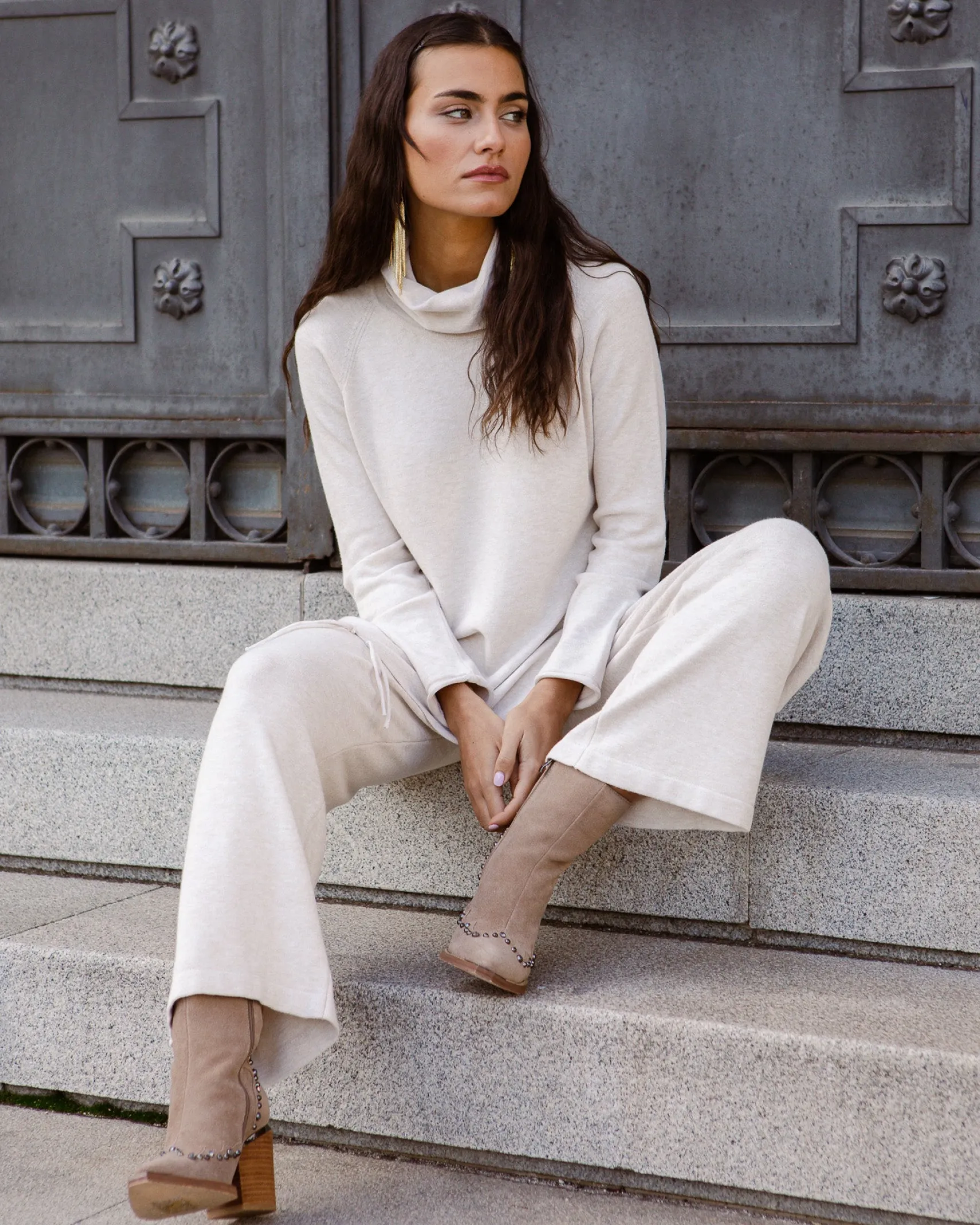 Miphai Pantalón punto Verona beige