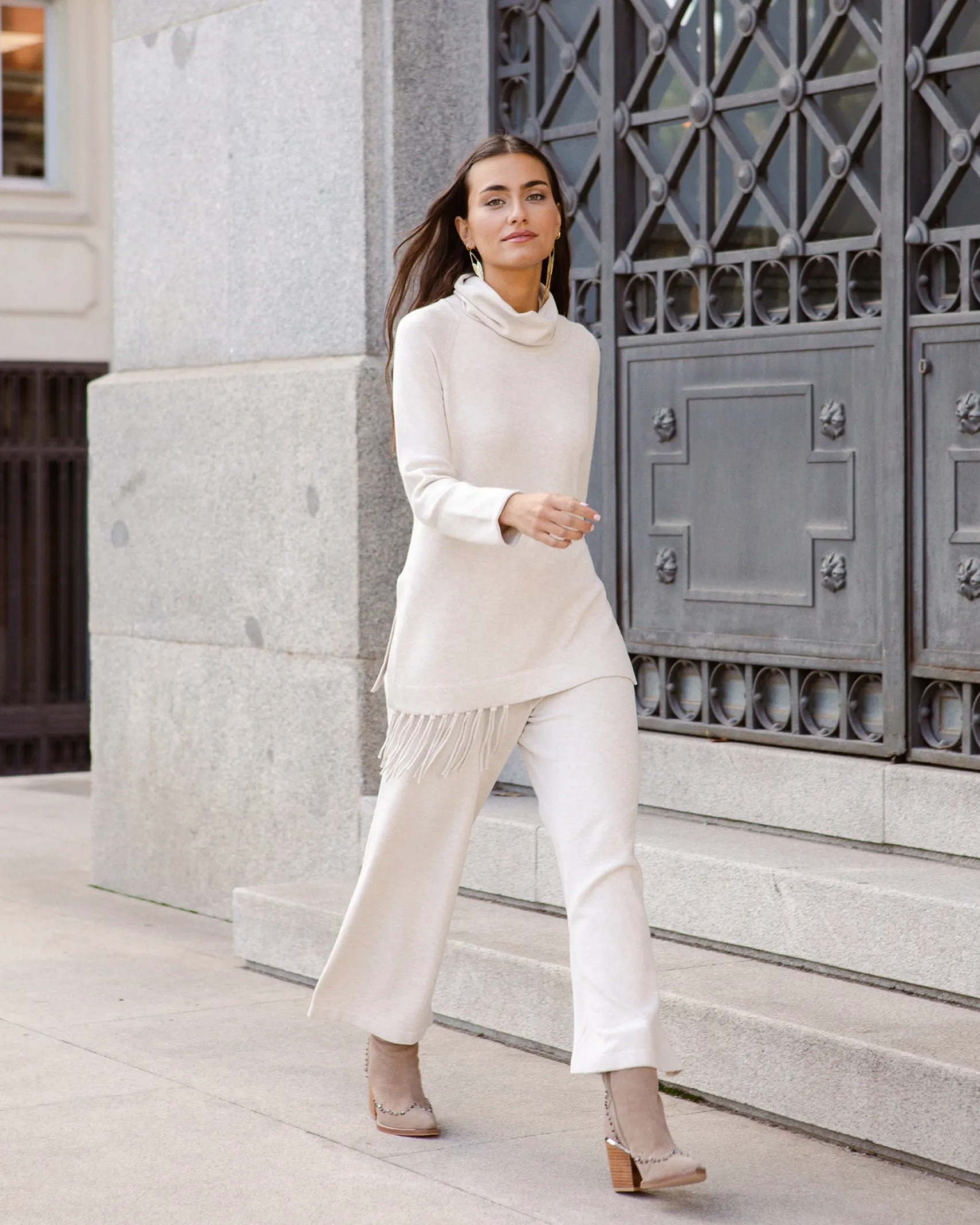 Miphai Pantalón punto Verona beige