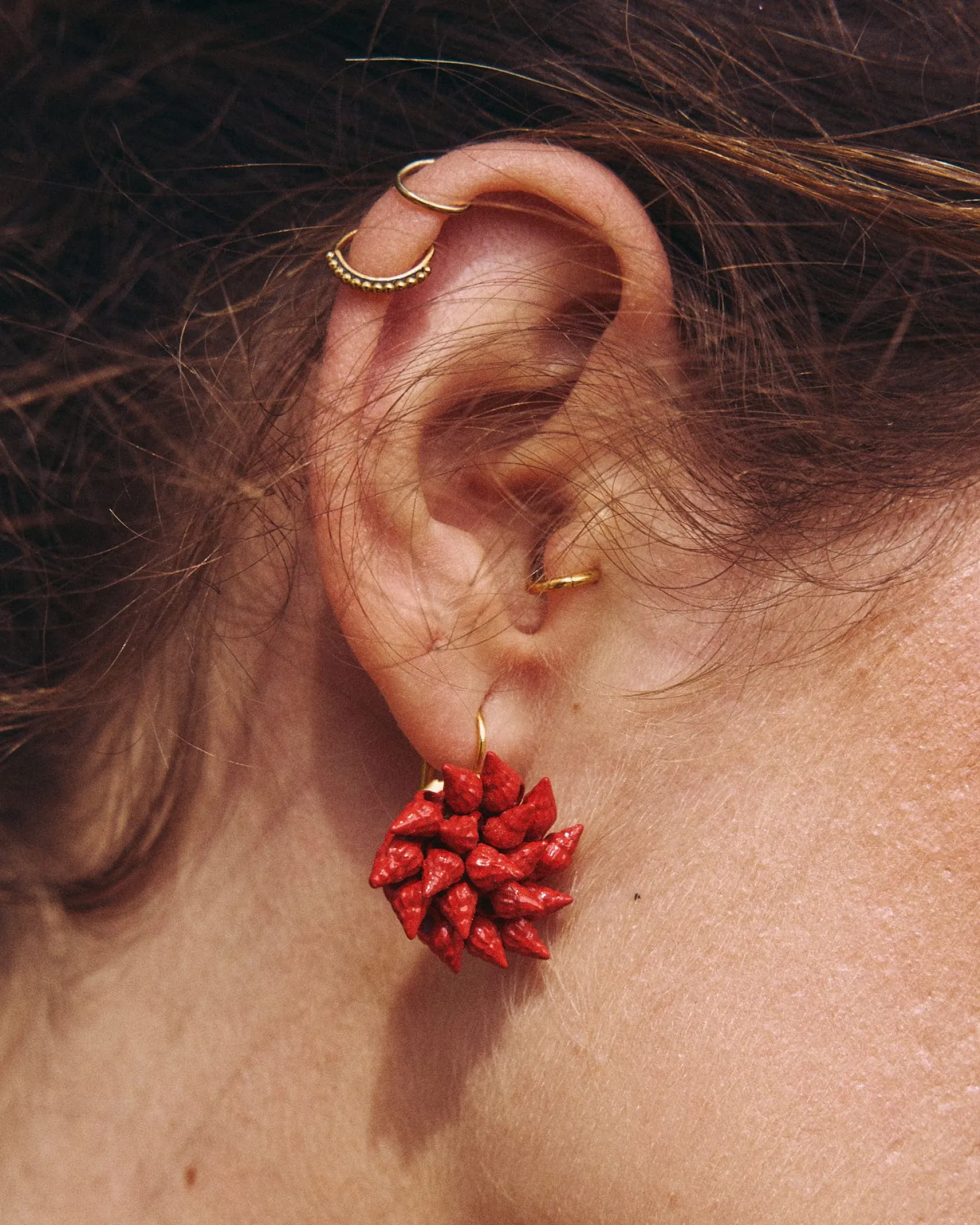 Miphai Pendientes Cíes Flor Rojo