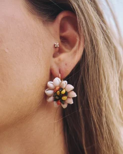 Miphai Pendientes Concha Flor Multicolor