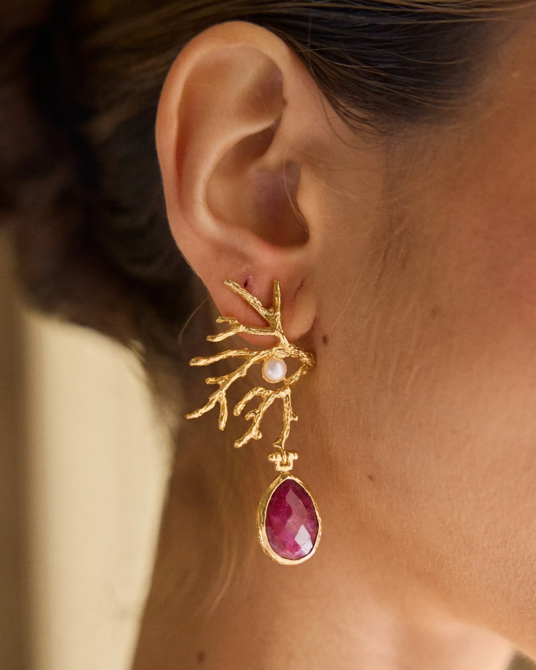 Miphai Pendientes Coral Buganvilla