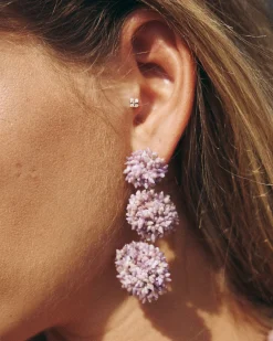 Miphai Pendientes Orballo Morado Largos