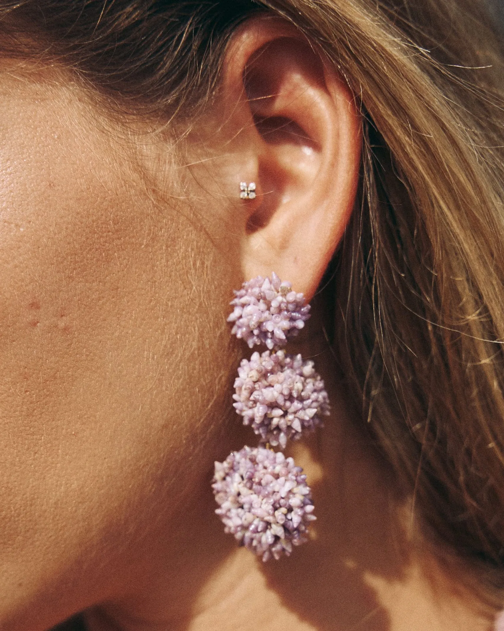 Miphai Pendientes Orballo Morado Largos