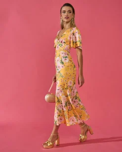 Miphai Vestido Carmina Estampado Floral Amarillo
