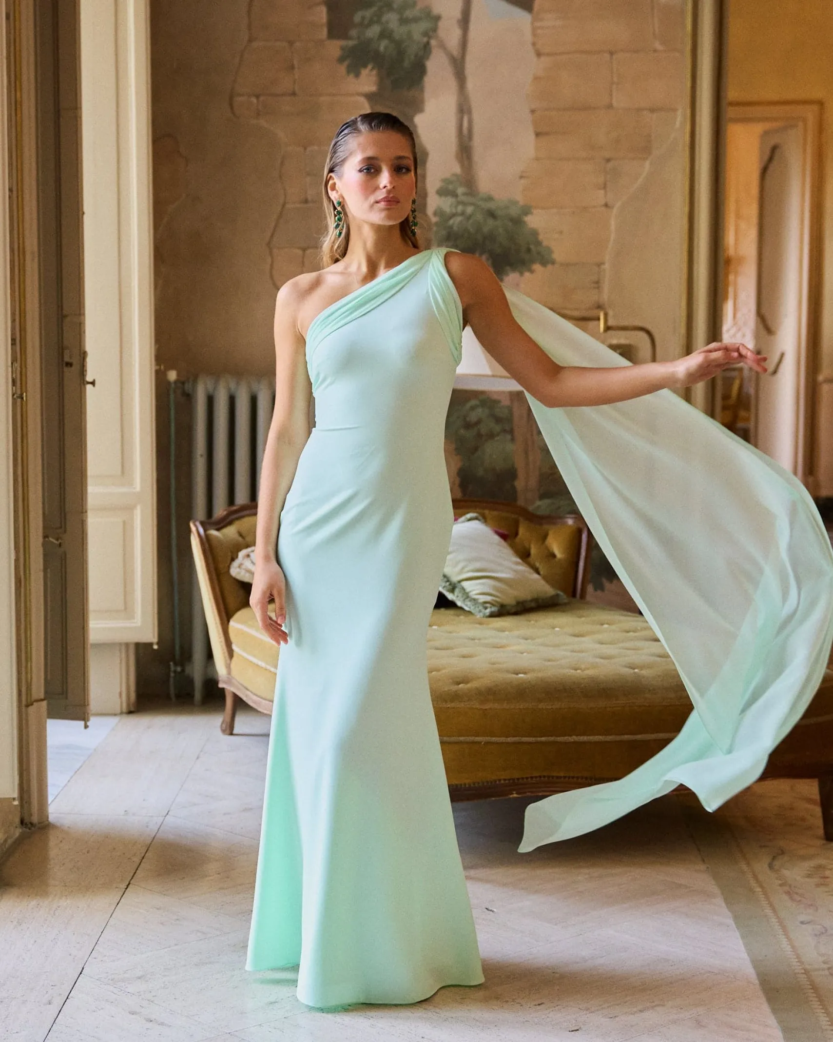 Miphai Vestido Largo Helena Verde Menta