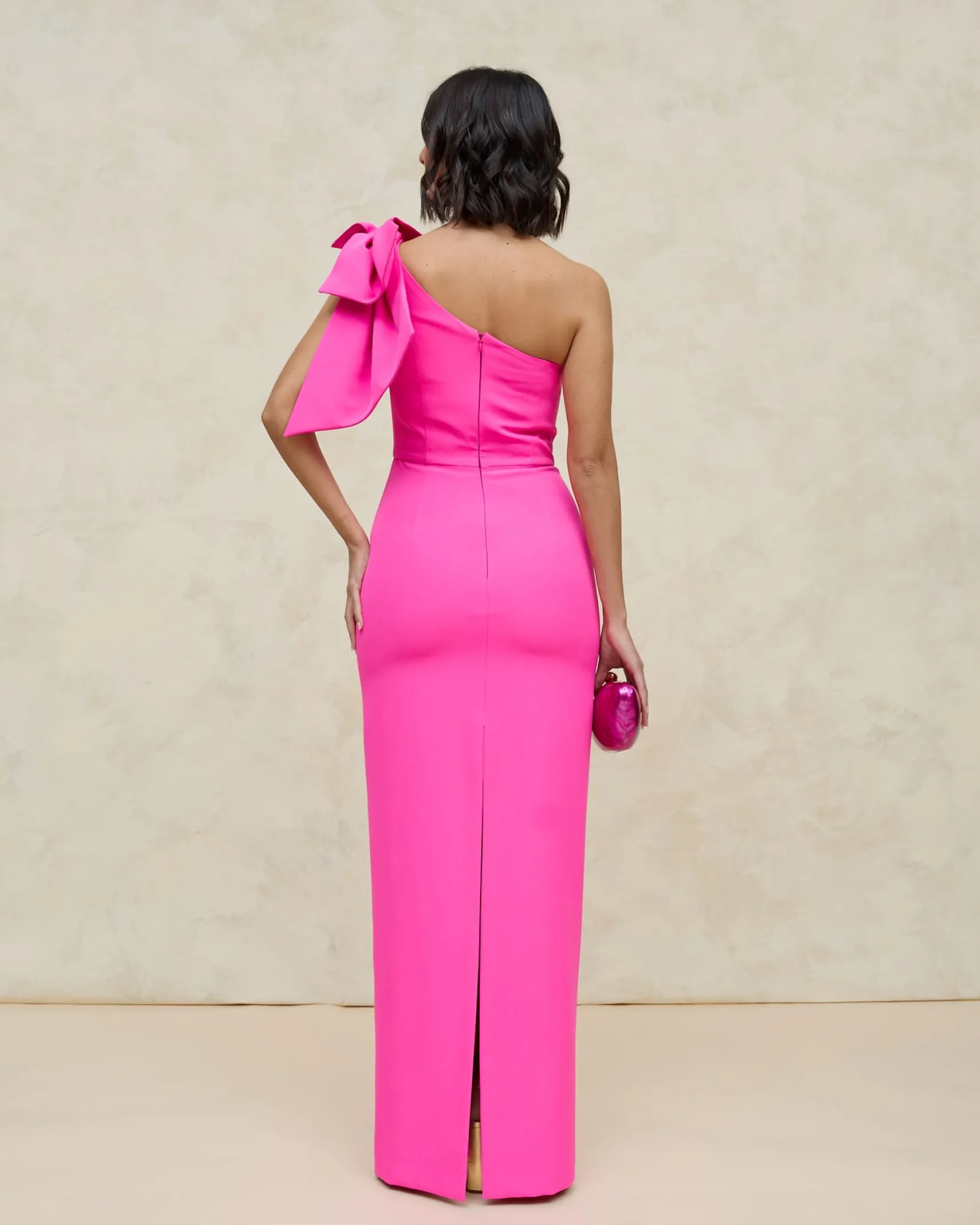 Miphai Vestido Largo Pétalo Fucsia