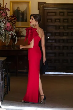 Miphai Vestido Largo Pétalo Rojo