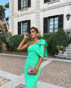 Miphai Vestido Largo Pétalo Verde
