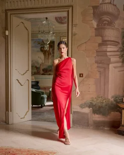 Miphai Vestido Lotus Rojo