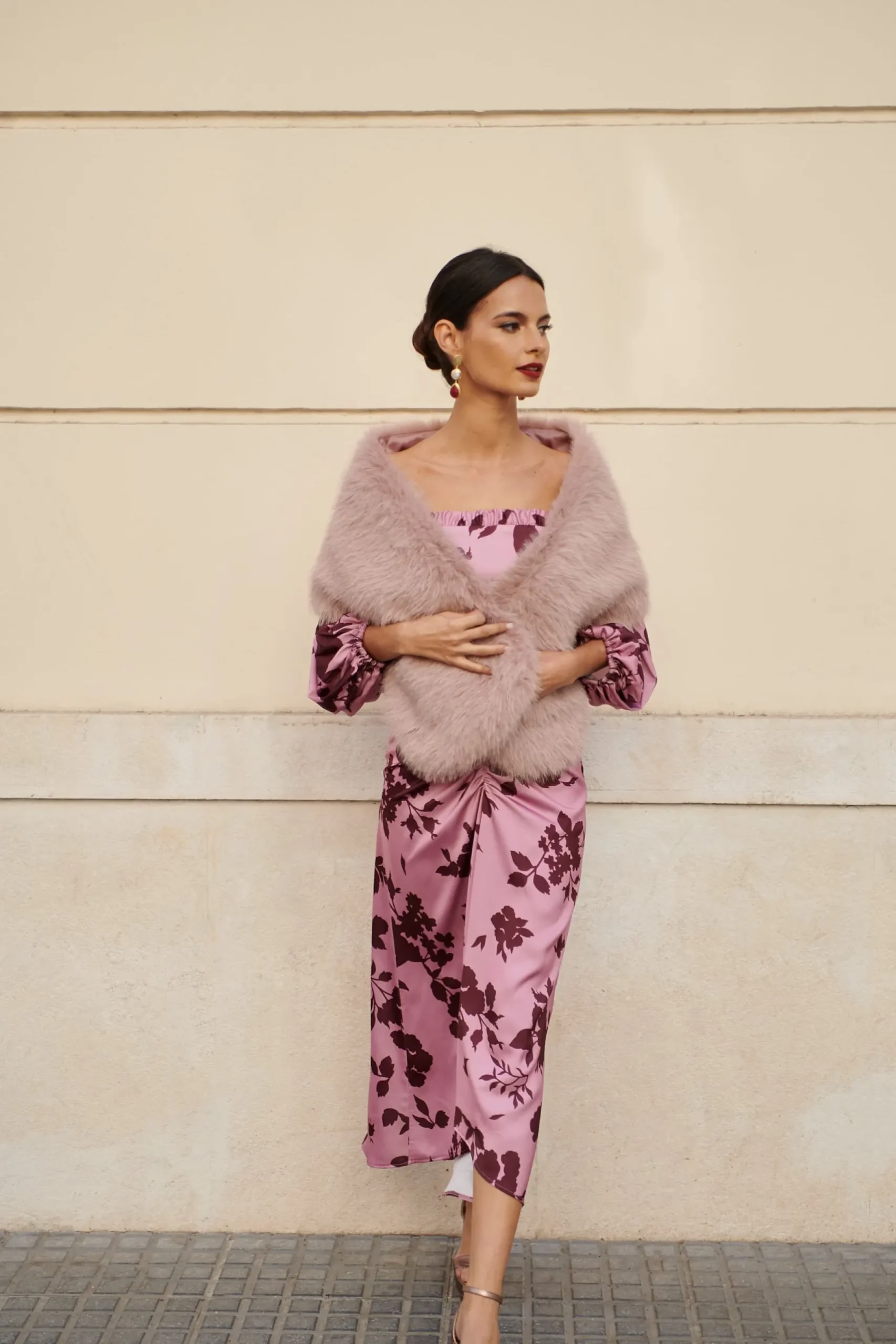 Miphai Vestido Mary Estampado Floral Rosa