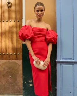 Miphai Vestido Midi Manuela Rojo