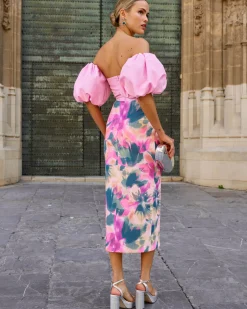 Miphai Vestido midi Manuela Rosa Estampado floral