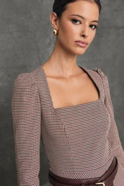 Miphai Vestido Midi Oxford Vichy Burdeos