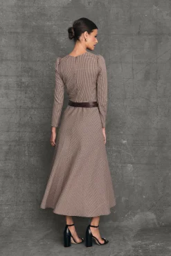 Miphai Vestido Midi Oxford Vichy Burdeos