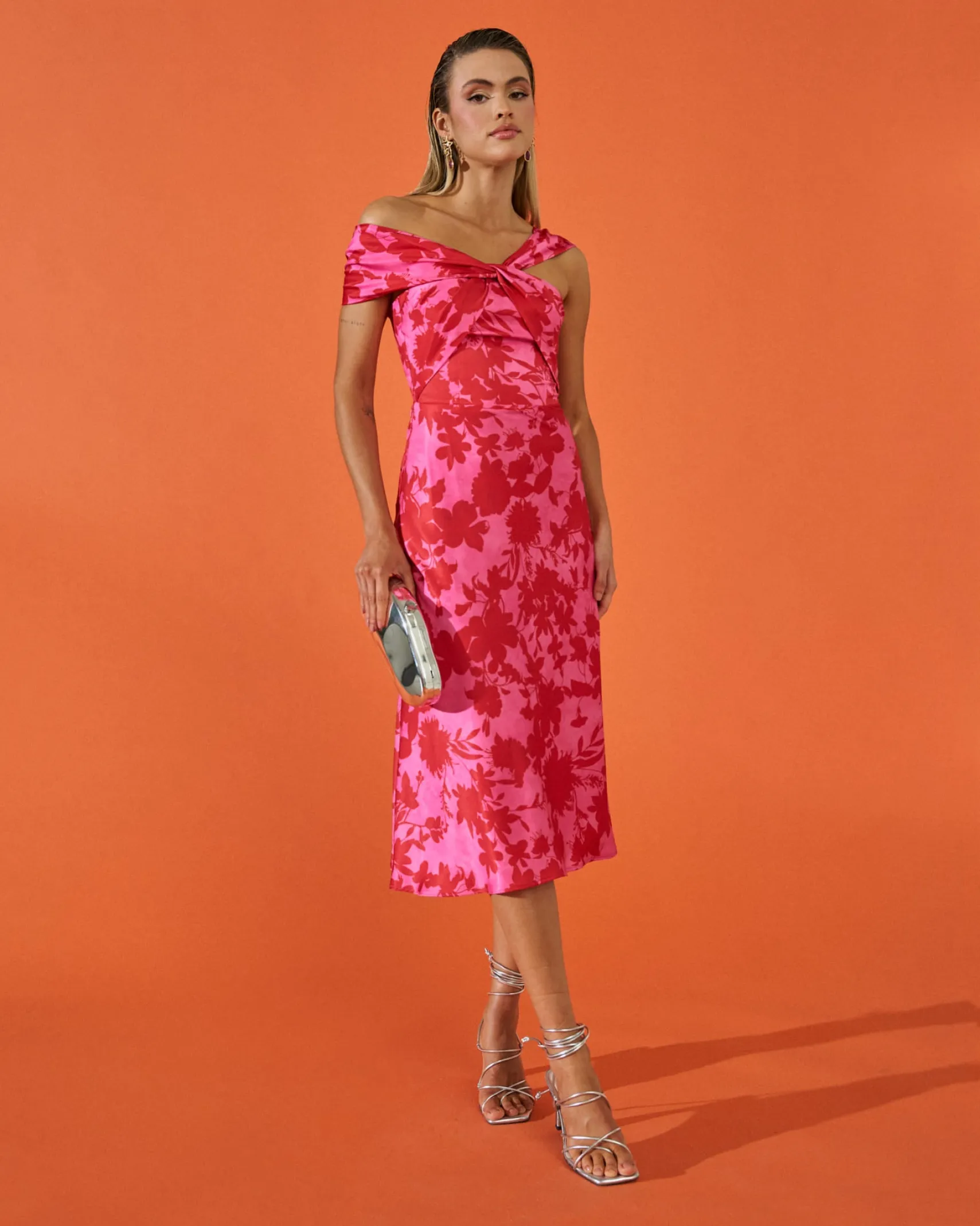 Miphai Vestido Reme Floral Rosa