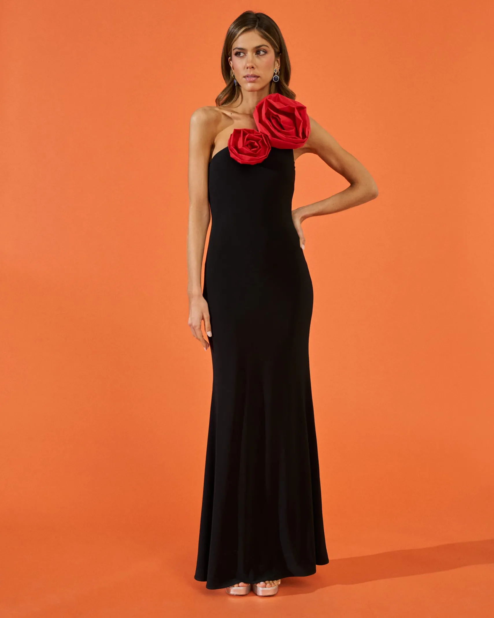 Miphai Vestido Sicilia Flor Negro