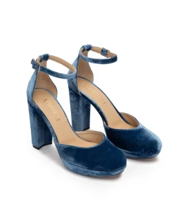 Miphai Zapatos de tacón Grace de terciopelo Azul