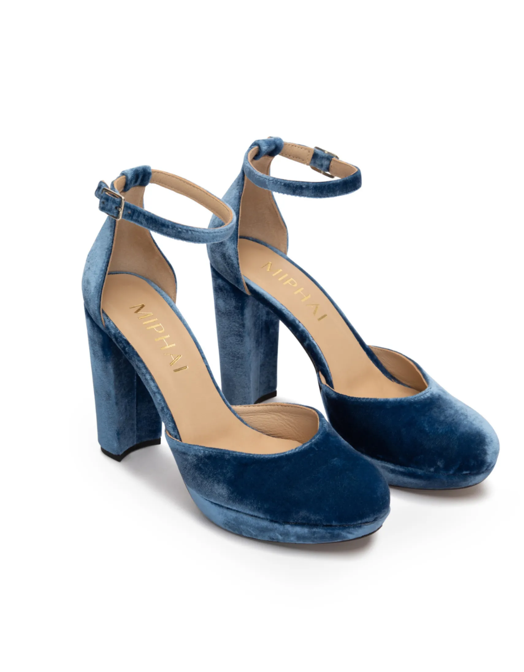 Miphai Zapatos de tacón Grace de terciopelo Azul